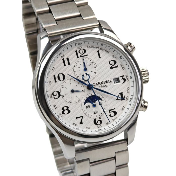 Чоловічий механічний годинник Carnival Masters Silver Metal, 2 ремінці - зображення 4
