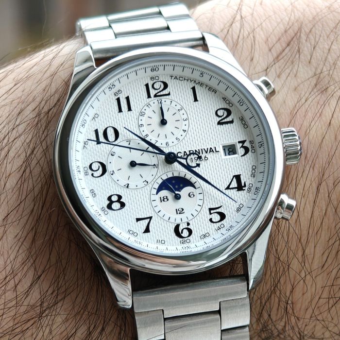 Чоловічий механічний годинник Carnival Masters Silver Metal, 2 ремінці - зображення 6