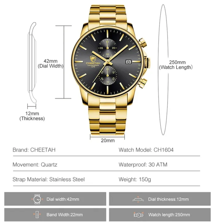 Чоловічий годинник Cheetah Mars Gold - зображення 6