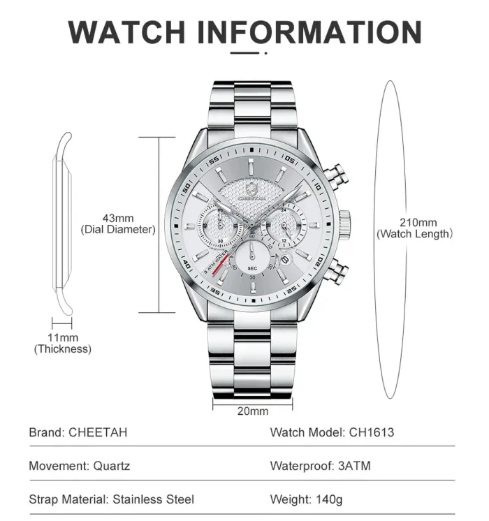 Чоловічий годинник Cheetah Mega Silver - зображення 5