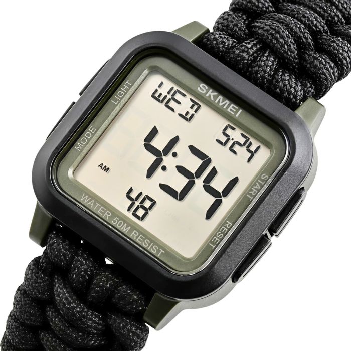 Чоловічий водостійкий спортивний тактичний годинник Skmei Chess Paracord, 2 ремінці - изображение 1