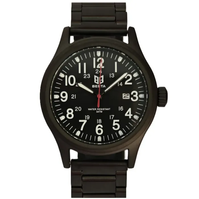Чоловічий тактичний годинник Besta Command Black Metal, 2 ремінці - зображення 1