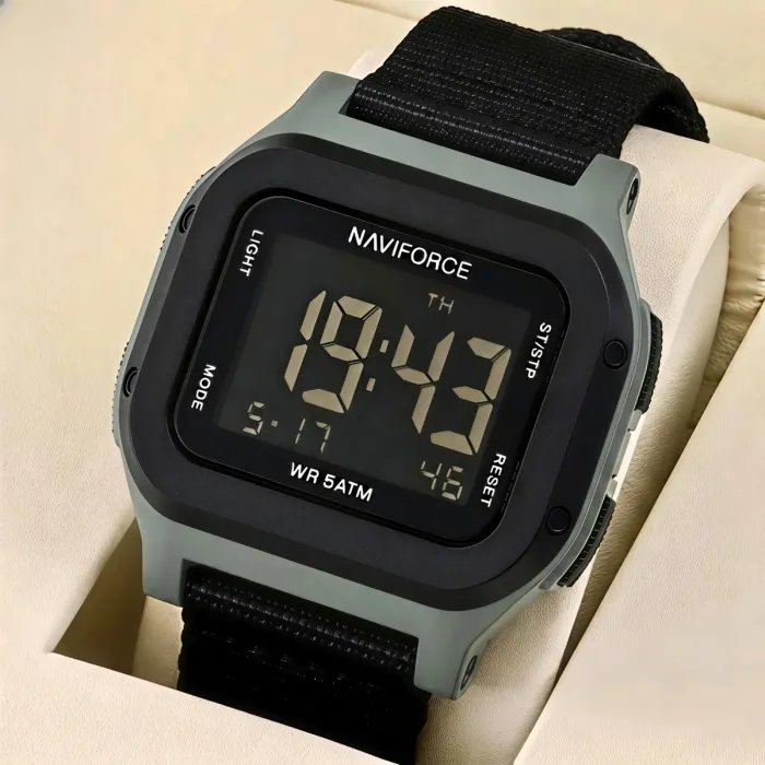 Чоловічий водостійкий спортивний тактичний годинник Naviforce Cube Strong Nylon - изображение 2