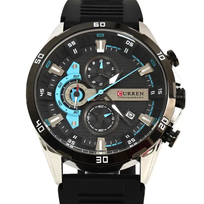 Чоловічий годинник Curren Roberto Elastic Black, 2 ремінці - зображення 1