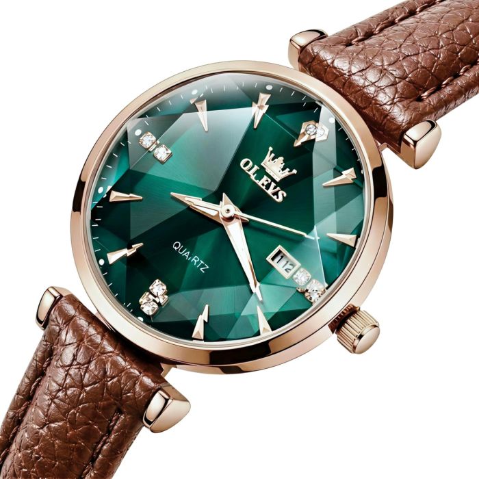 Жіночий годинник Olevs Diamond Leather Brown - зображення 1
