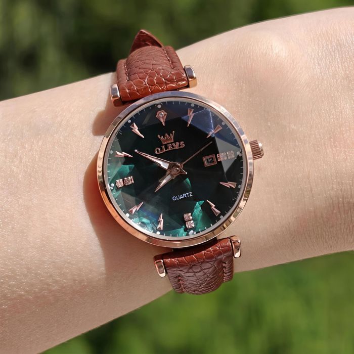 Жіночий годинник Olevs Diamond Leather Brown - зображення 3