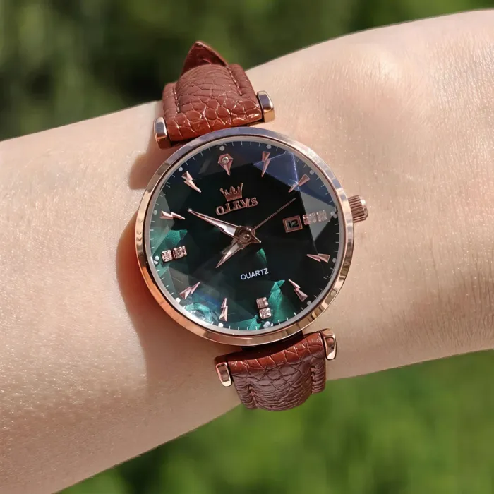 Жіночий годинник Olevs Diamond Leather Brown - зображення 3