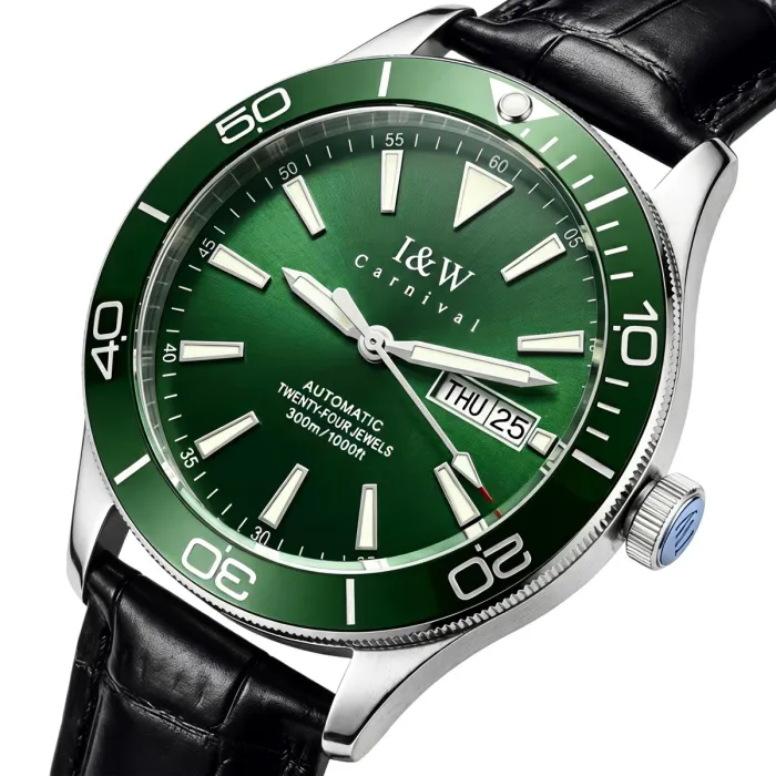 Чоловічий механічний годинник Carnival Diver Leather Deluxe 10 Bar - зображення 1