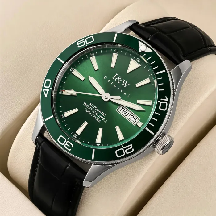 Чоловічий механічний годинник Carnival Diver Leather Deluxe 10 Bar - зображення 2