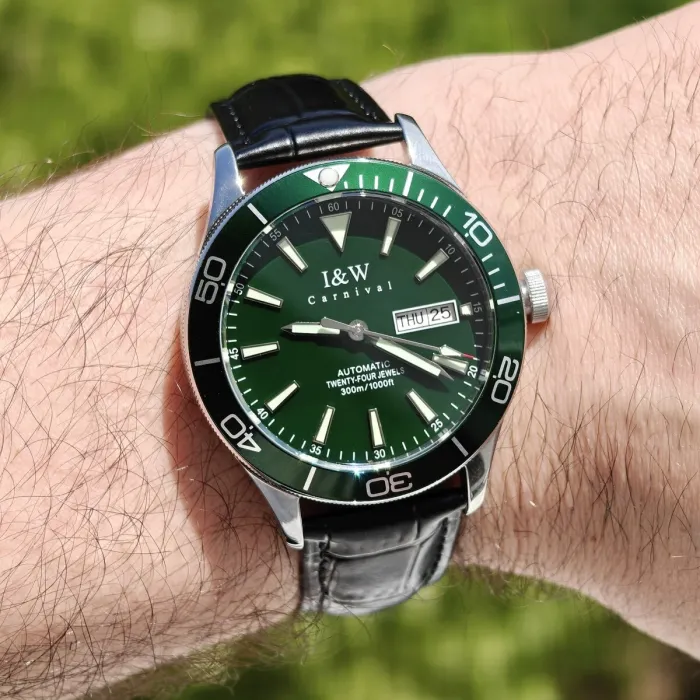 Чоловічий механічний годинник Carnival Diver Leather Deluxe 10 Bar - зображення 3