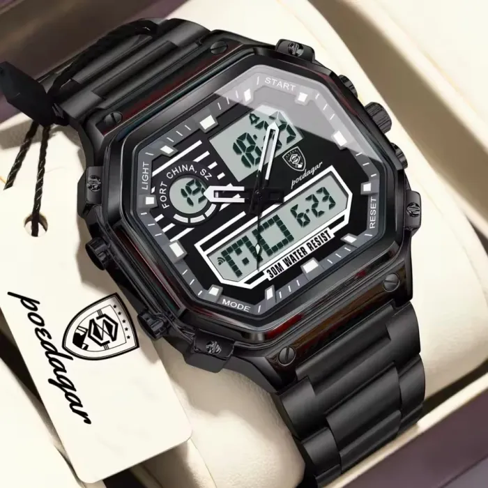Чоловічий спортивний тактичний годинник Poedagar Dual Black - зображення 7