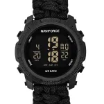 Чоловічий водостійкий спортивний тактичний годинник Naviforce Europe Black Paracord, 2 ремінці