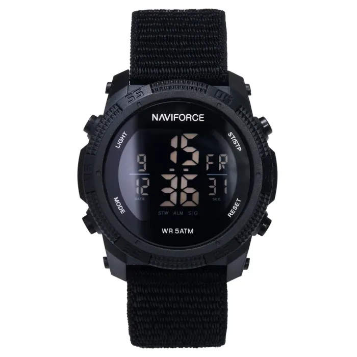 Чоловічий водостійкий спортивний тактичний годинник Naviforce Europe Armor Black, 2 ремінці - зображення 2