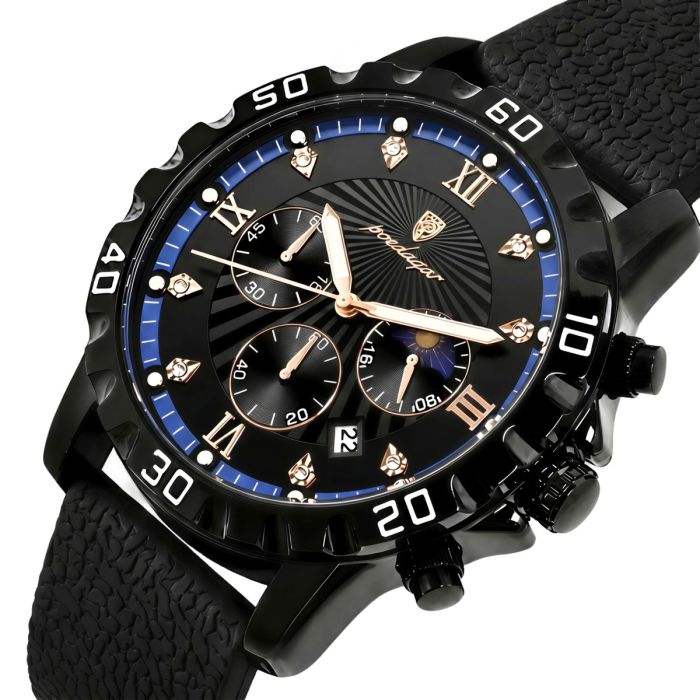 Чоловічий годинник Poedagar Extra Prestige Black, 2 ремінці - зображення 1
