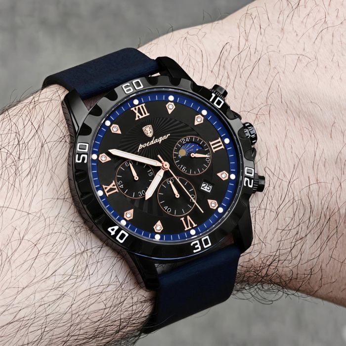 Чоловічий годинник Poedagar Extra Prestige Black, 2 ремінці - зображення 8