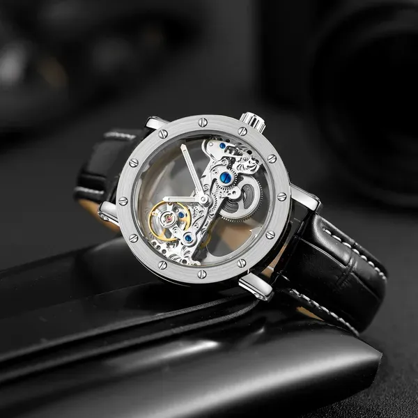 Чоловічий механічний годинник Forsining Air Silver Metal, 2 ремінці - зображення 5