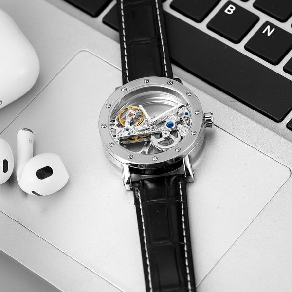 Чоловічий механічний годинник Forsining Air Silver Metal, 2 ремінці - изображение 6