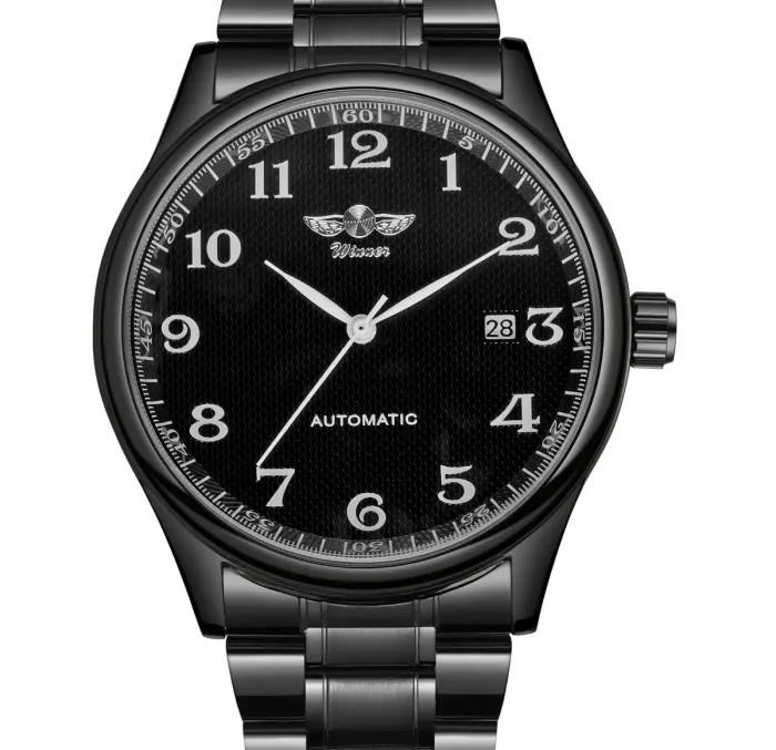 Чоловічий механічний годинник Winner Handsome Elastic Black, 2 ремінці - зображення 6