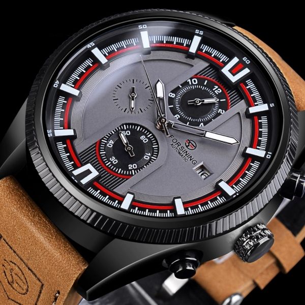 Чоловічий механічний годинник Forsining Tennesy Wine Red, 2 ремінці - зображення 3