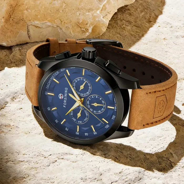 Чоловічий механічний годинник Forsining Walker Limited Blue & Black, 2 ремінці - зображення 3