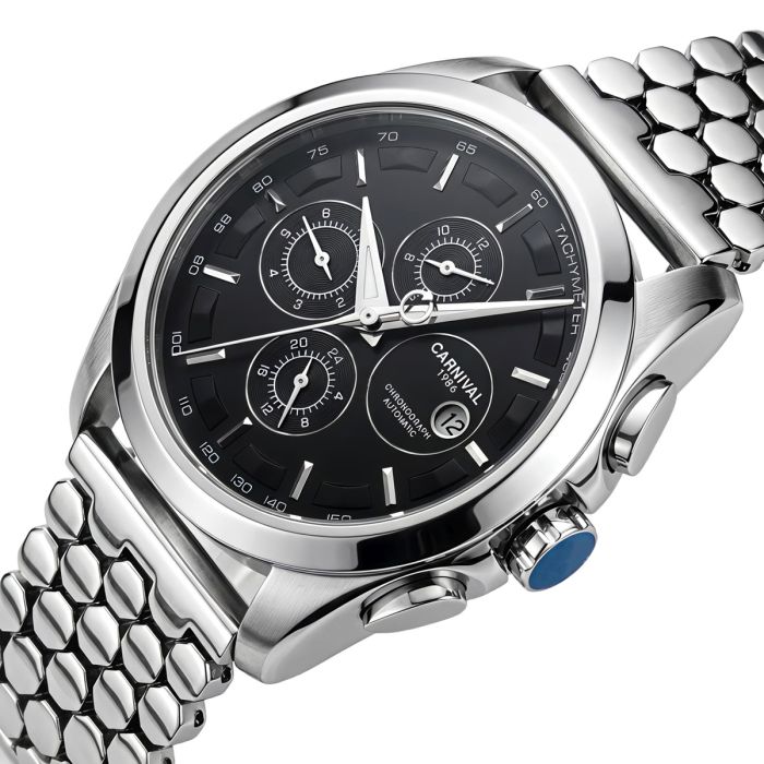 Чоловічий механічний годинник Carnival Genius Silver Honey, 2 ремінці - изображение 1