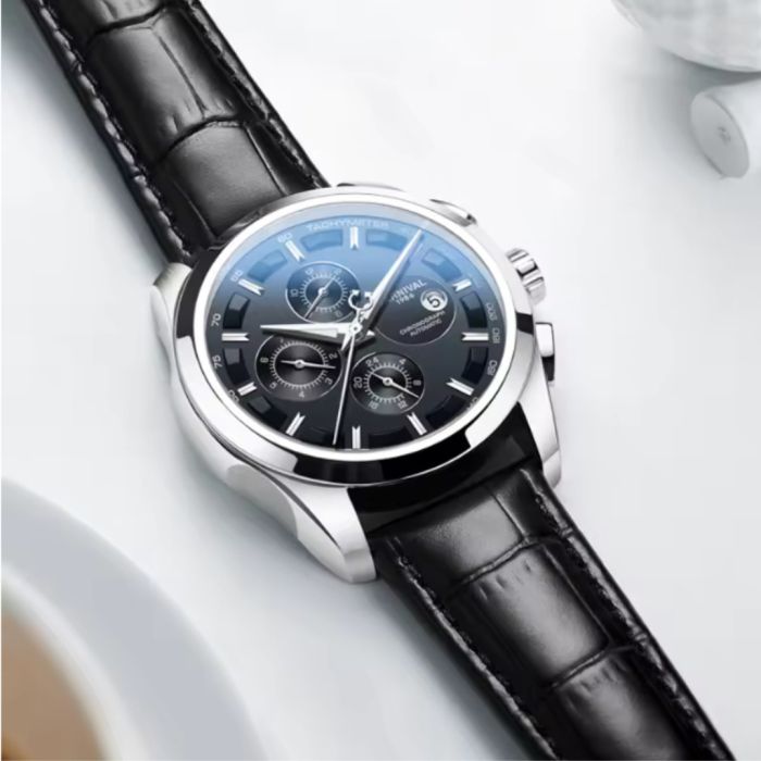 Чоловічий механічний годинник Carnival Genius Prestige Black, 2 ремінці - изображение 4