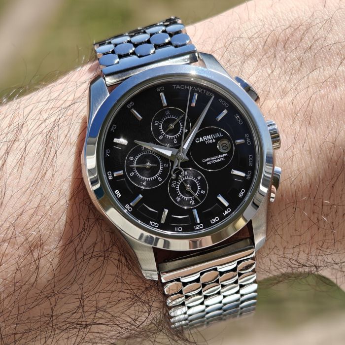 Чоловічий механічний годинник Carnival Genius Silver Honey, 2 ремінці - изображение 6