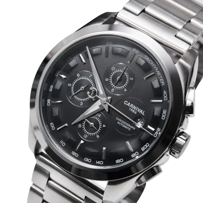 Чоловічий механічний годинник Carnival Genius Prime Silver, 2 ремінці - зображення 1