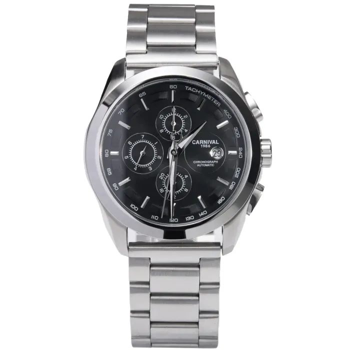 Чоловічий механічний годинник Carnival Genius Prime Silver, 2 ремінці - зображення 2