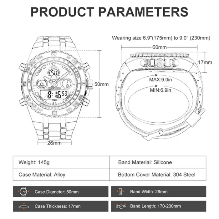 Чоловічий спортивний тактичний годинник GoldenHour Bridge - зображення 11