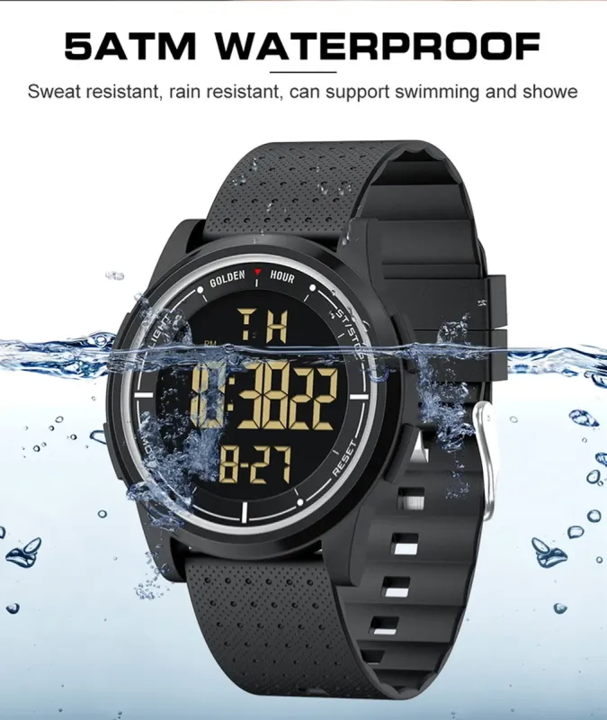 Чоловічий водостійкий спортивний тактичний годинник GoldenHour Water - зображення 7