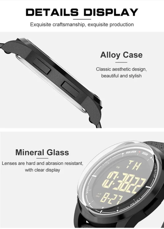 Чоловічий водостійкий спортивний тактичний годинник GoldenHour Water - зображення 8