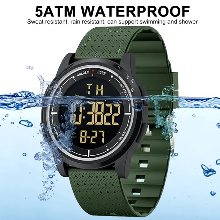 Чоловічий спортивний водостійкий тактичний годинник GoldenHour Water Green - зображення 2