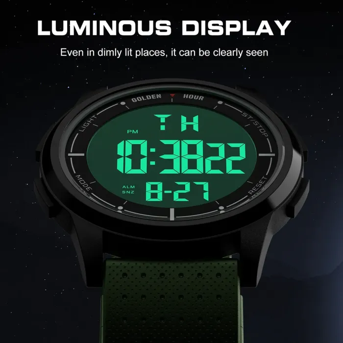 Чоловічий спортивний водостійкий тактичний годинник GoldenHour Water Green - зображення 3