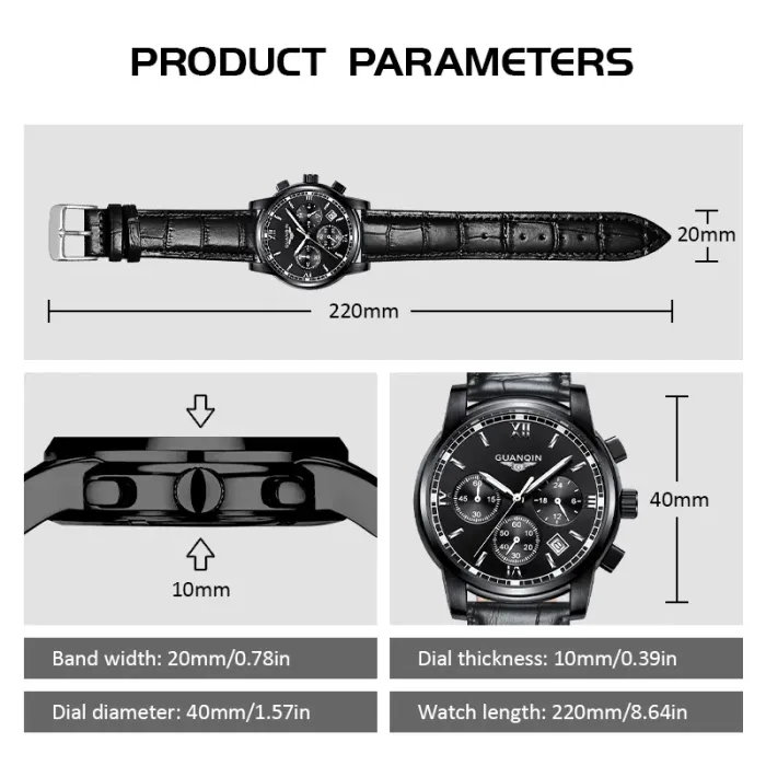 Чоловічий годинник Guanquin Liberty Leather - зображення 4