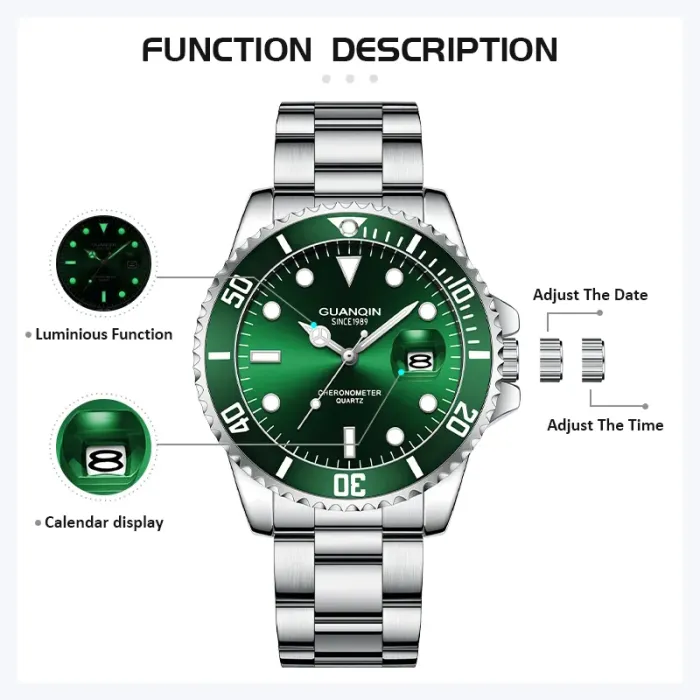 Чоловічий водостійкий годинник Guanquin Materhorn 5 Bar - зображення 5