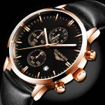 Чоловічий класичний кварцовий годинник Guanquin Digit Black 8801