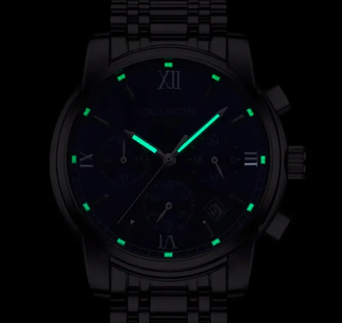 Чоловічий класичний кварцовий годинник Guanquin Liberty Blue 8802 - зображення 8