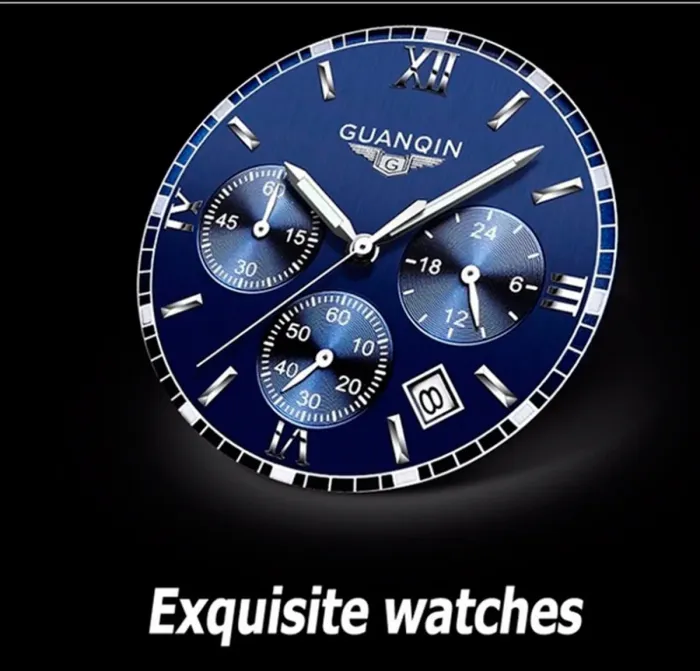 Чоловічий класичний кварцовий годинник Guanquin Liberty Blue 8802 - зображення 7