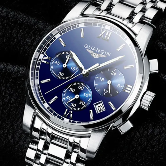 Чоловічий класичний кварцовий годинник Guanquin Liberty Blue 8802 - зображення 1