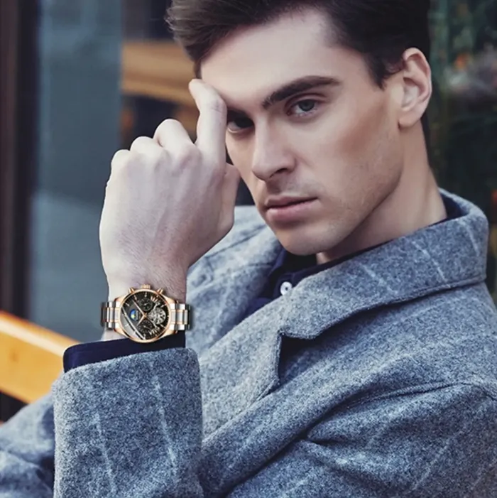 Чоловічі годинники Guanquin Prestige Gold - зображення 3