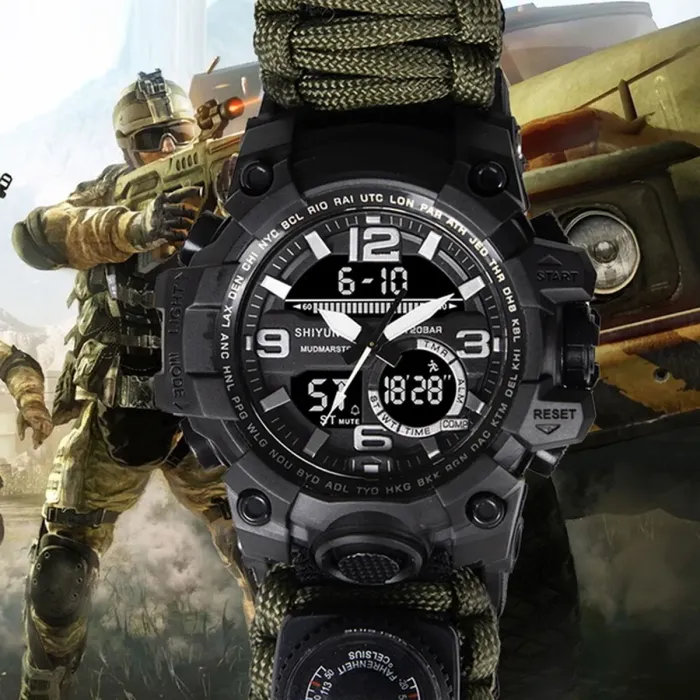 Чоловічий водостійкий спортивний тактичний з компасом годинник Hemsut Military з компасом - зображення 3
