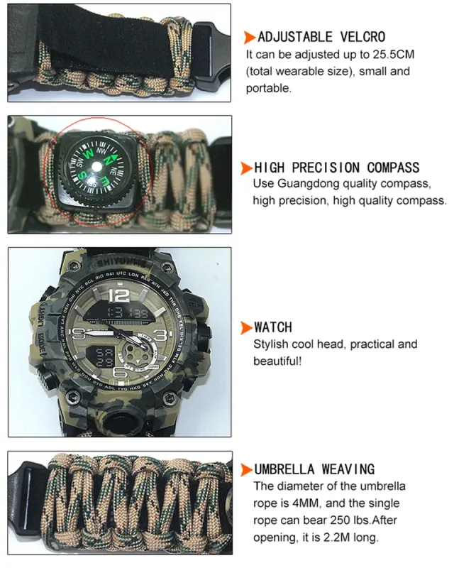 Чоловічий водостійкий спортивний тактичний з компасом годинник Hemsut Military з компасом - зображення 4