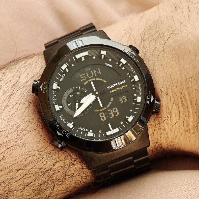 Чоловічий водостійкий спортивний тактичний годинник North Edge Hornet Iron Edition, 2 ремінці - изображение 6