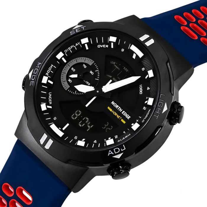 Чоловічий водостійкий спортивний тактичний годинник North Edge Hornet Brutal Blue, 2 ремінці - зображення 1