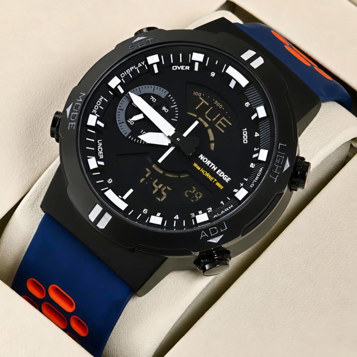 Чоловічий водостійкий спортивний тактичний годинник North Edge Hornet Brutal Blue, 2 ремінці - зображення 2