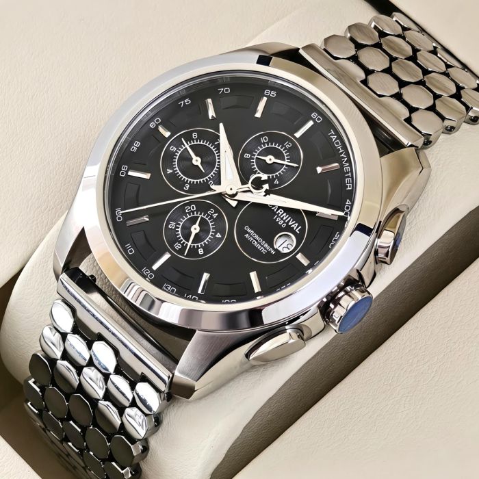 Чоловічий механічний годинник Carnival Genius Silver Honey, 2 ремінці - зображення 2