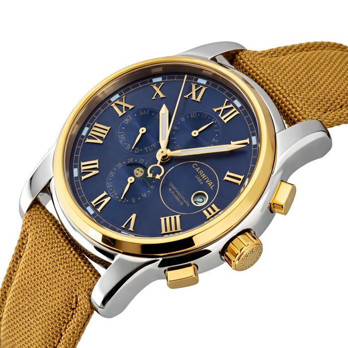 Чоловічий механічний годинник Carnival London Sahara Gold, 2 ремінці - зображення 1
