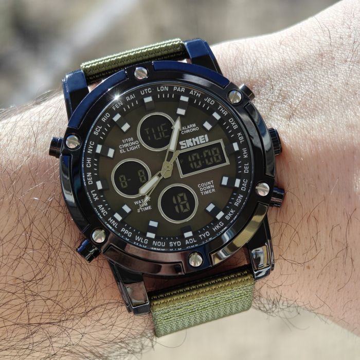 Чоловічий спортивний тактичний годинник Skmei Molot Green Stryker, 2 ремінці - зображення 7