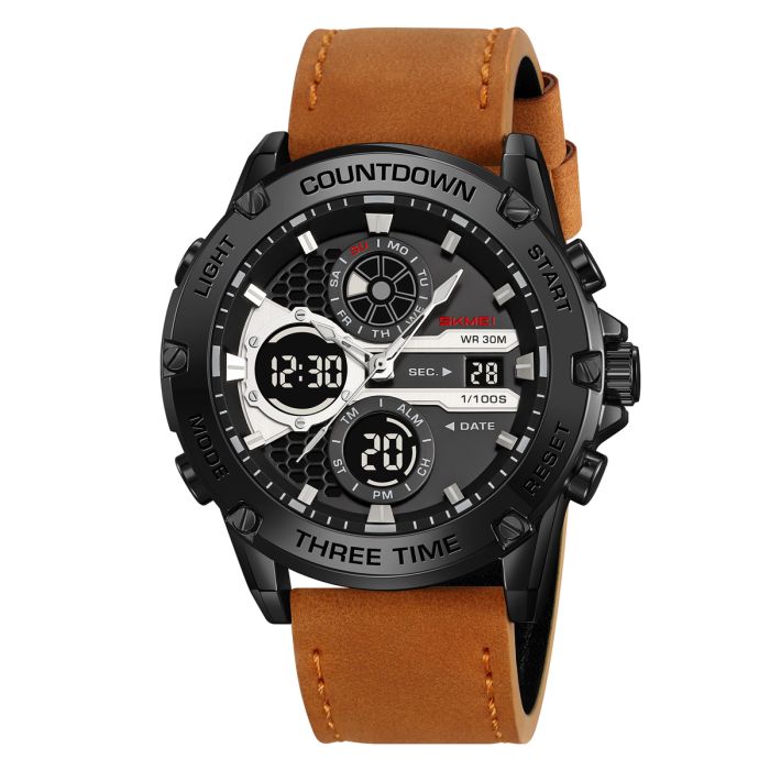 Чоловічий спортивний тактичний годинник Skmei Favourite Black Steel, 2 ремінці - зображення 3